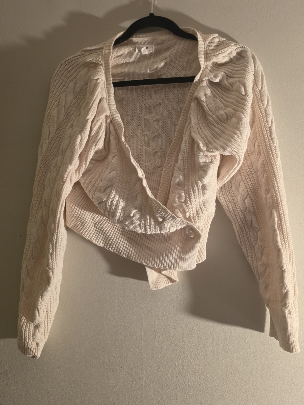 aerie Cream Cable Wrap Cardigan